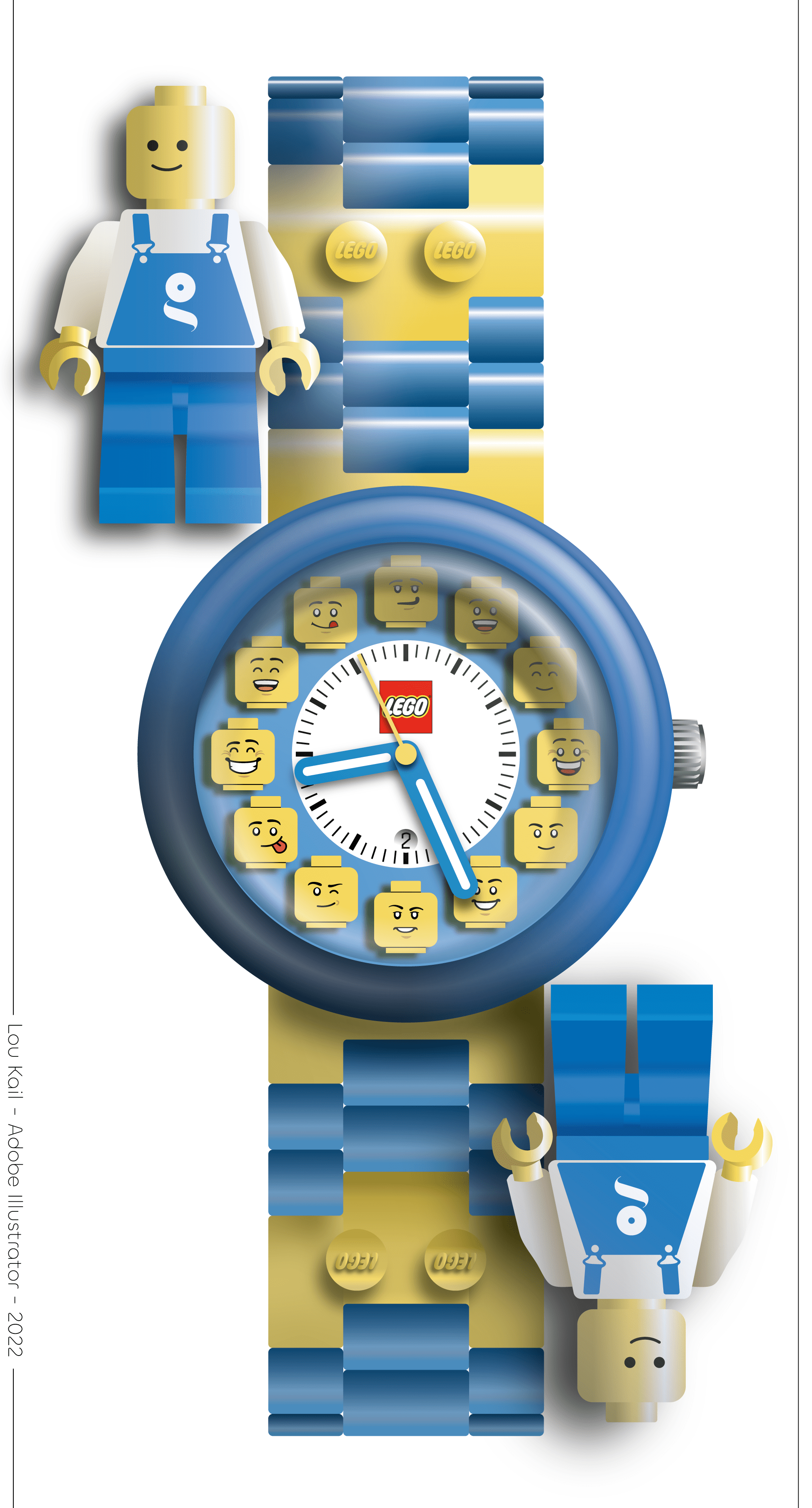 Montre fictive réalisée sur Illustrator dans le cadre de mon cursus à Gobelins Paris